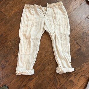 Anthropologie Hei Hei Lace Cargo Linen capris